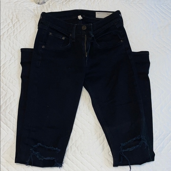 RAG & BONE - Dark Navy Jeans with Rips - Picture 4 of 5